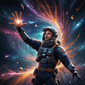 Futuristic Astronaut in Cosmic Space