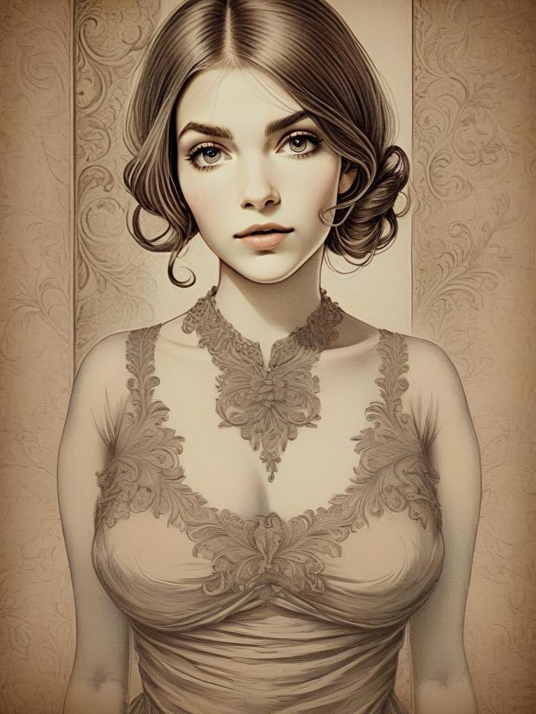 Elegant Portrait of a Woman in Lace Attire