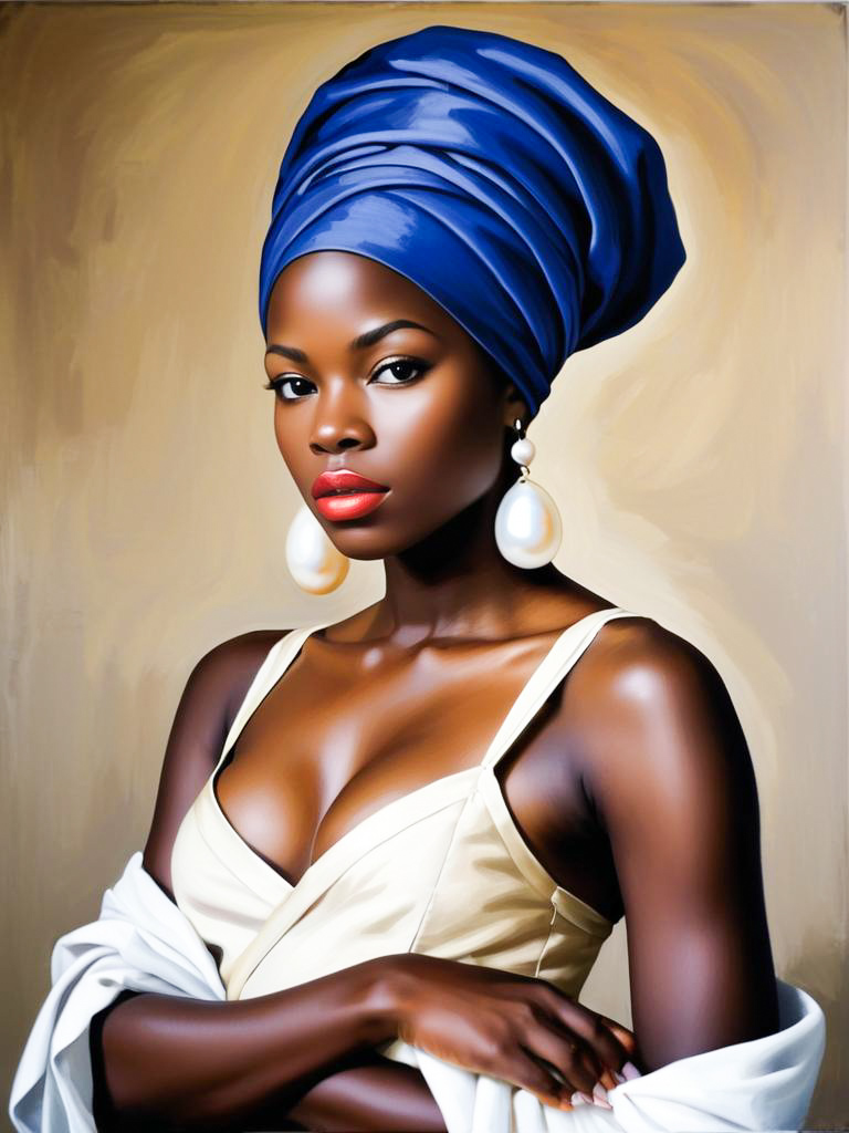 Confident Woman in Blue Headwrap