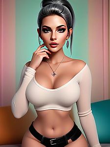 Confident Young Woman in Off-Shoulder Crop Top