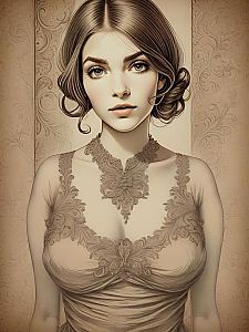 Elegant Portrait of a Woman in Lace Attire