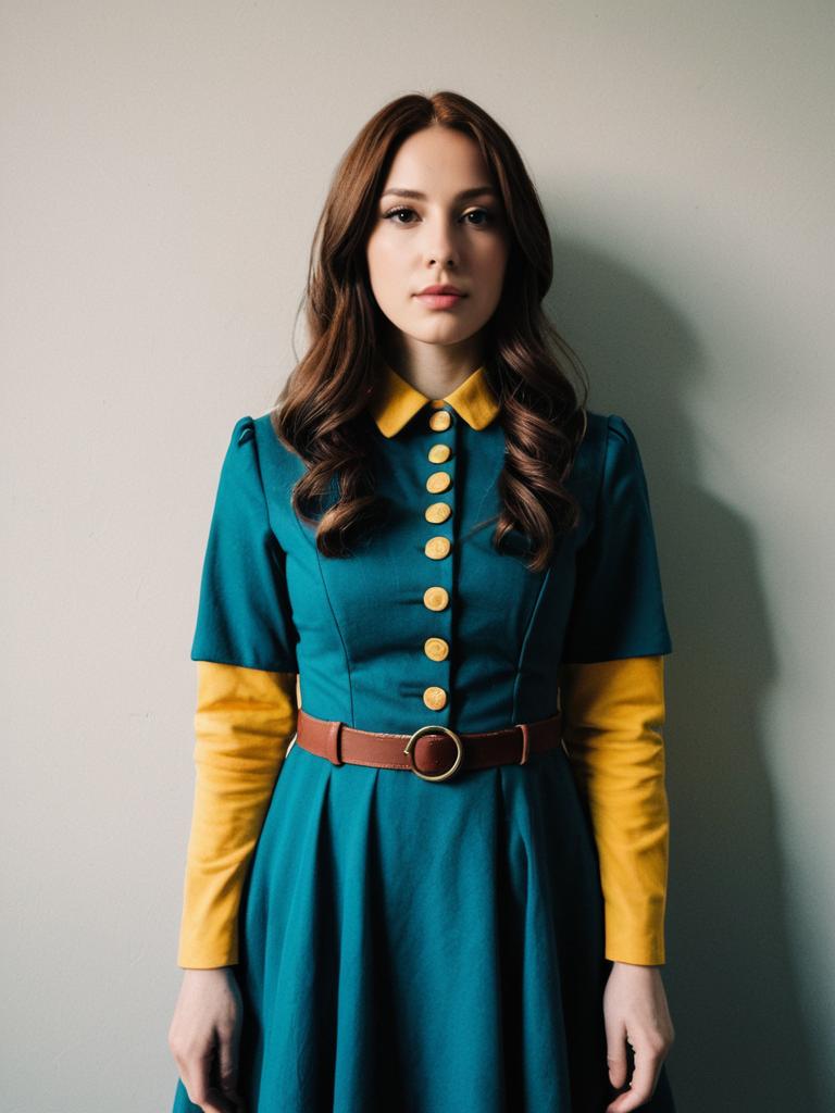 Realistic Cosplay Woman Wearing Rebecca Character Costume