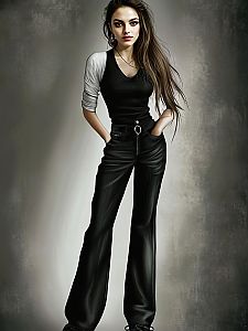 Confident Young Woman in Black Outfit