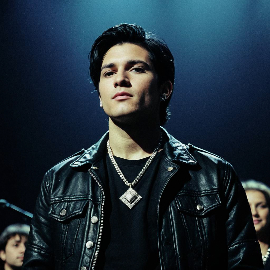 Young Man in Leather Jacket on Stage