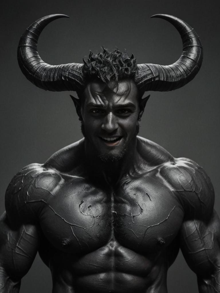 Muscular Demon with Horns - Dark Artistic Concept Art