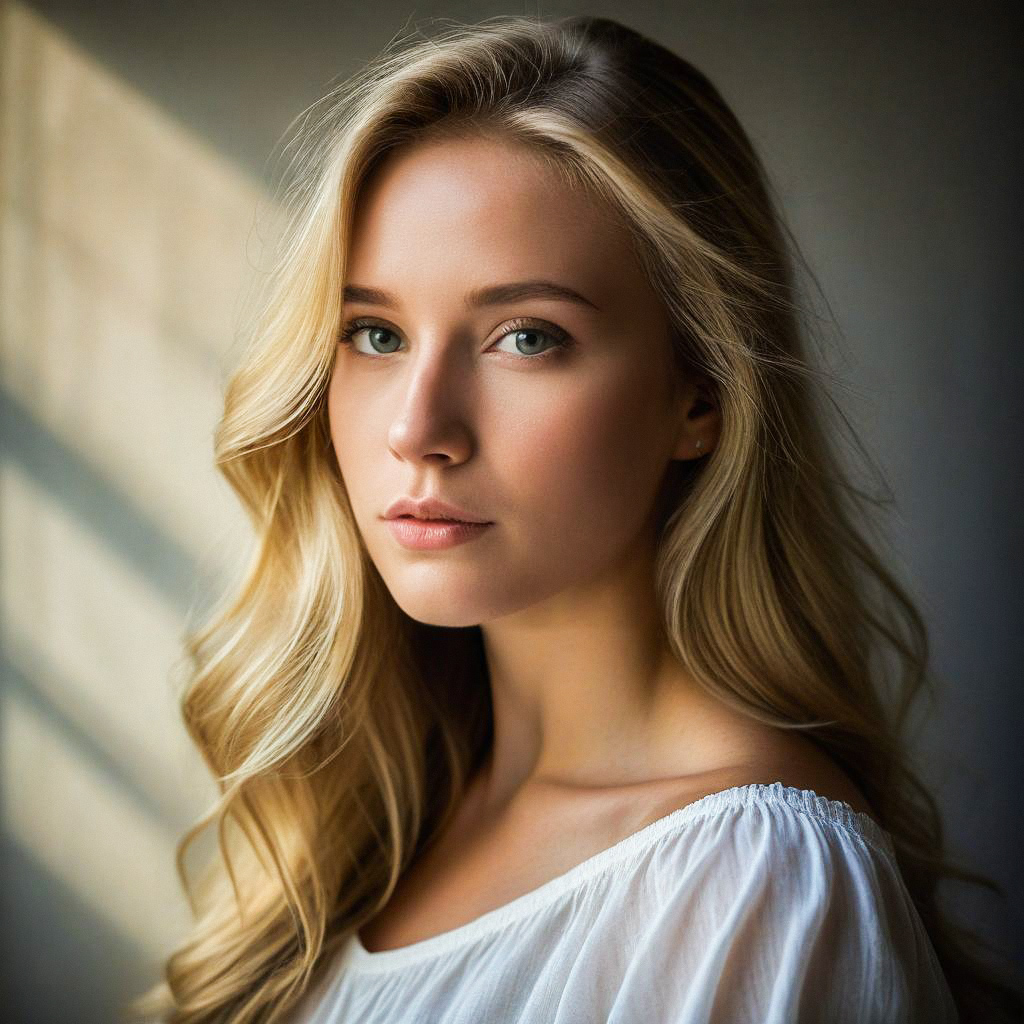 Serene Portrait of a Young Woman with Blonde Hair