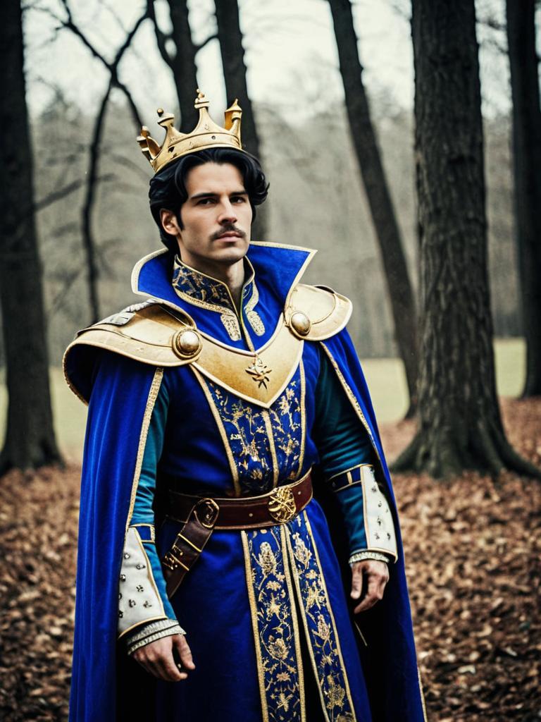 Man in Royal Fantasy Prince Costume with Crown - Heroic Cinematic Cosplay