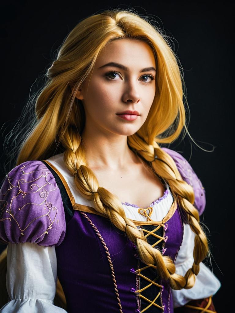 Medieval Woman in Purple Costume