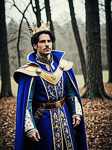 Man in Royal Fantasy Prince Costume with Crown - Heroic Cinematic Cosplay