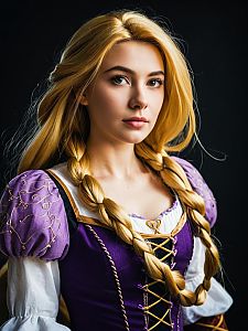 Medieval Woman in Purple Costume