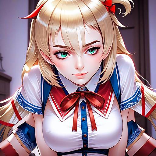 Akai Haato 1st Costume Anime Girl Digital Illustration