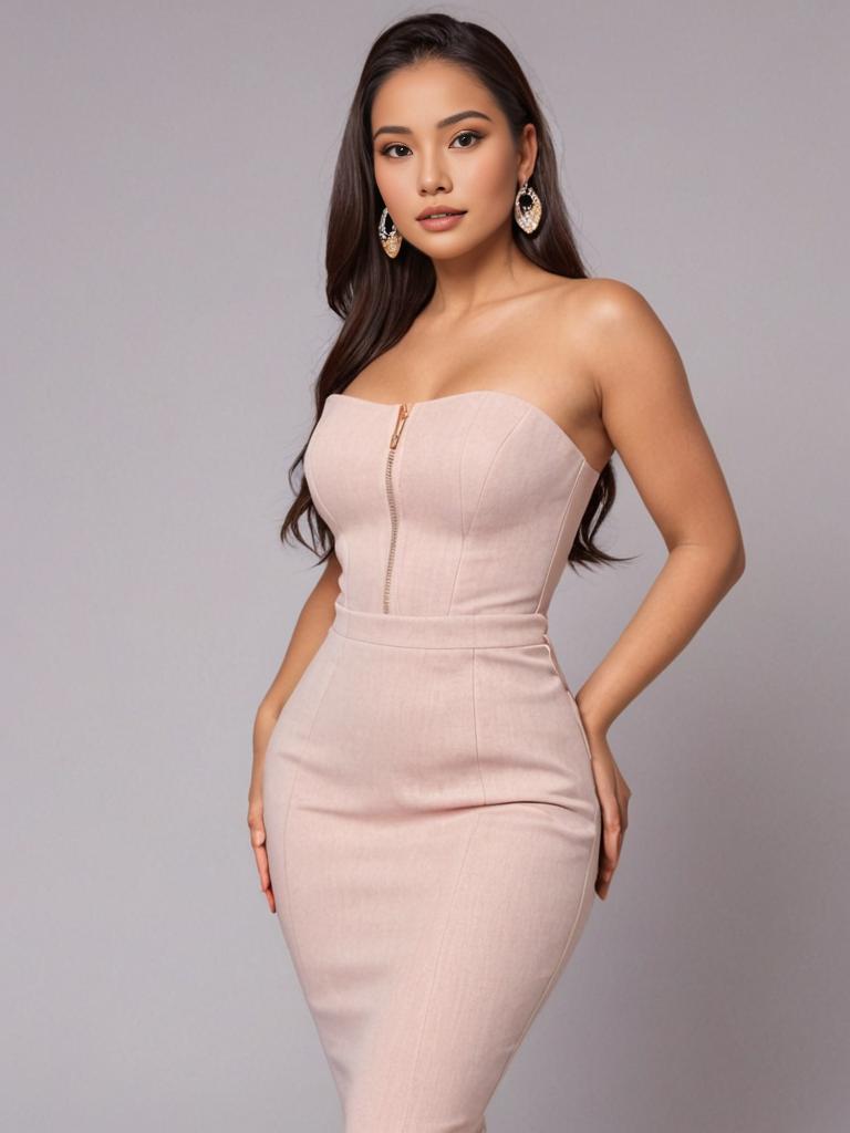 Elegant Woman in Chic Sleeveless Dress