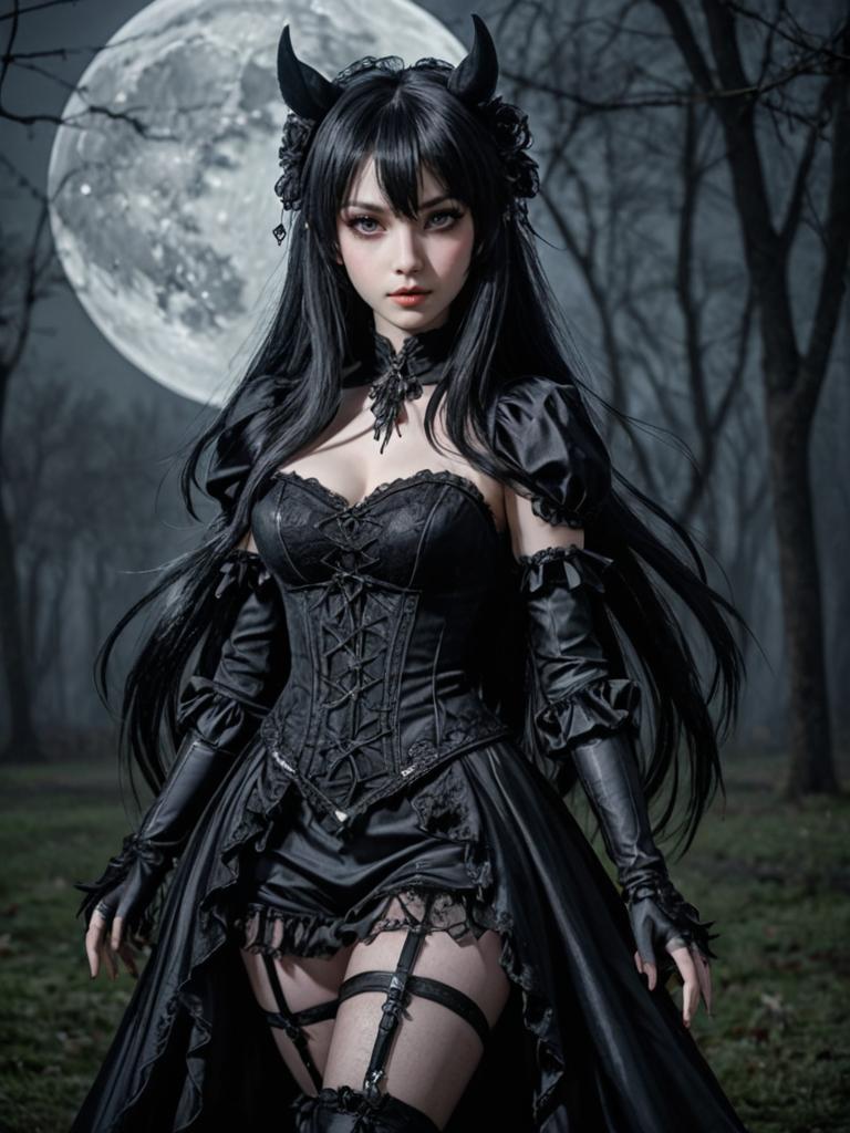 Gothic Woman in Haunting Forest