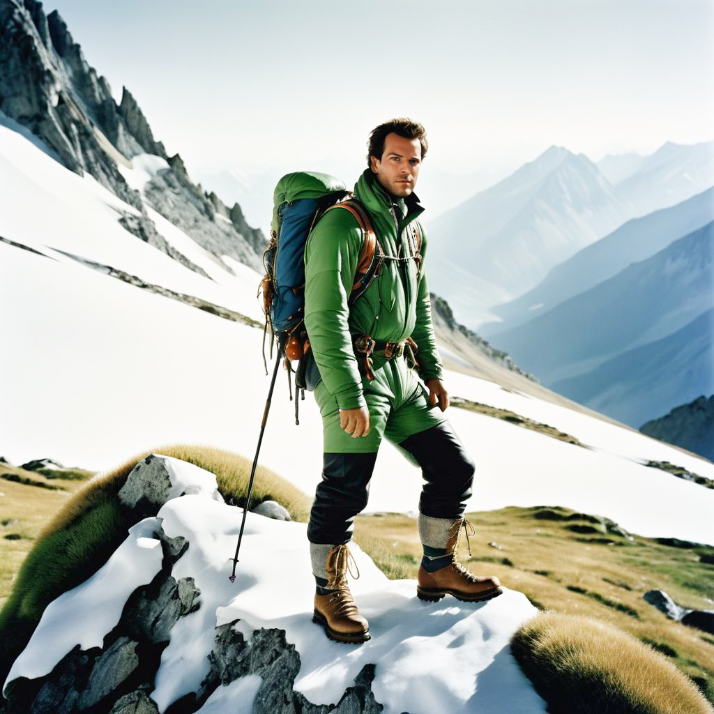 Rugged Mountaineer in Alpine Adventure