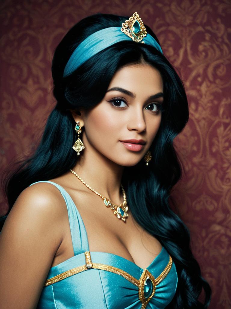 Elegant Woman in Disney Princess Jasmine Costume Portrait