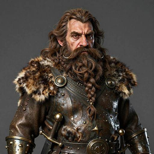 Realistic 3D Render of a Medieval Viking Warrior Man in Leather Armor