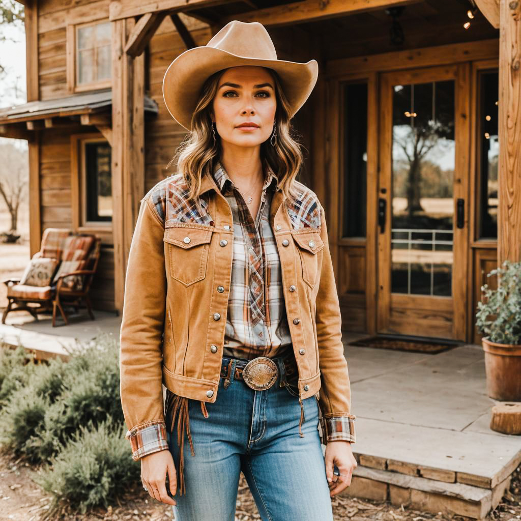 Stylish Woman in Cowboy Aesthetic