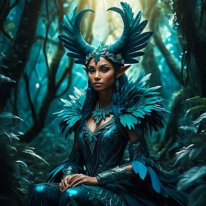 Fantasy Woman in Nature-Inspired Armor