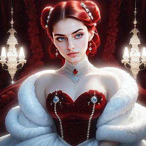 Elegant Woman in Red Gown with Updo