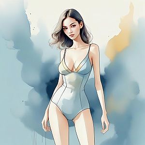 Confident Woman in Stylish Swimsuit