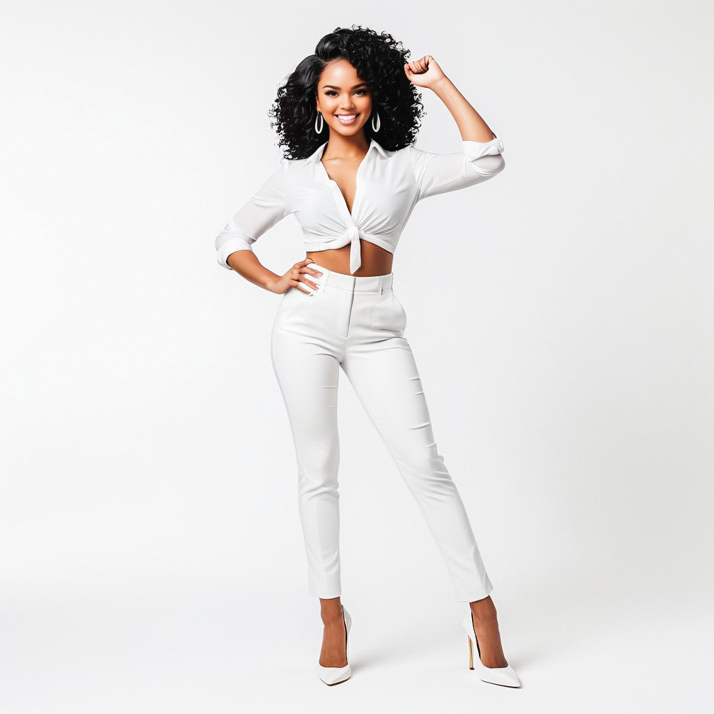 Confident Woman in Stylish White Outfit