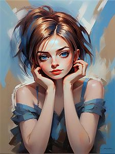 Young Woman with Blue Eyes and Unique Hairstyle
