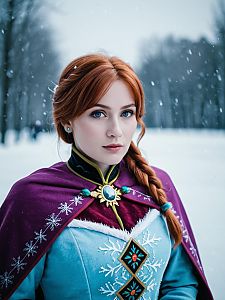 Woman in Winter Costume with Red Hair