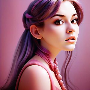 Young Woman with Vibrant Hair and Smooth Skin