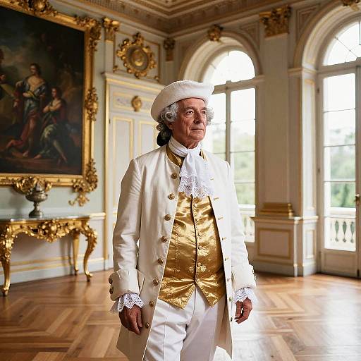 Older Man in 18th Century Aristocratic Costume in Rococo Interior