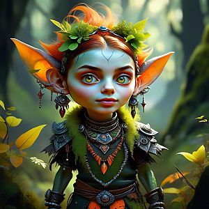 Fantasy Portrait of Young Female Elf with Orange Hair