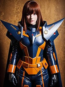 Man Cosplay Wearing Realistic Gunbuster Costume with Detailed Armor