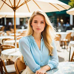 Blonde Woman at Outdoor Café