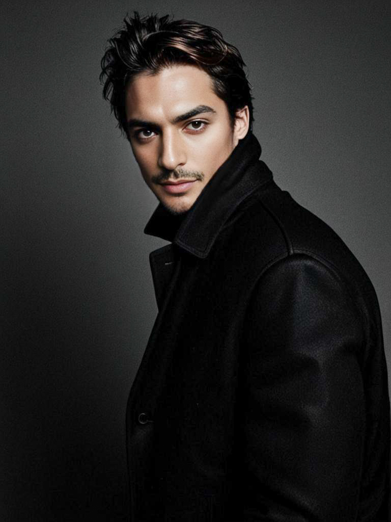 Stylish Young Man Portrait in Black Coat