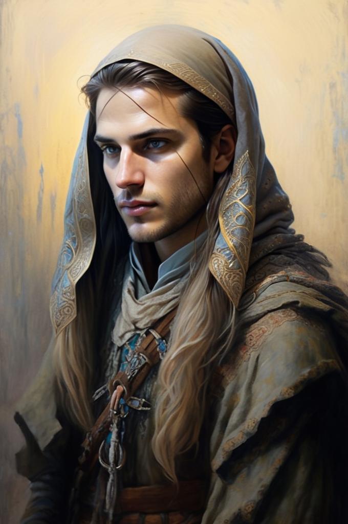 Young Man in Medieval Hood - Fantasy Portrait