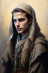 Young Man in Medieval Hood - Fantasy Portrait