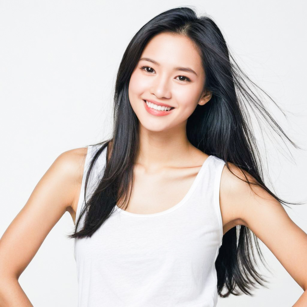 Young Woman Smiling in White Top