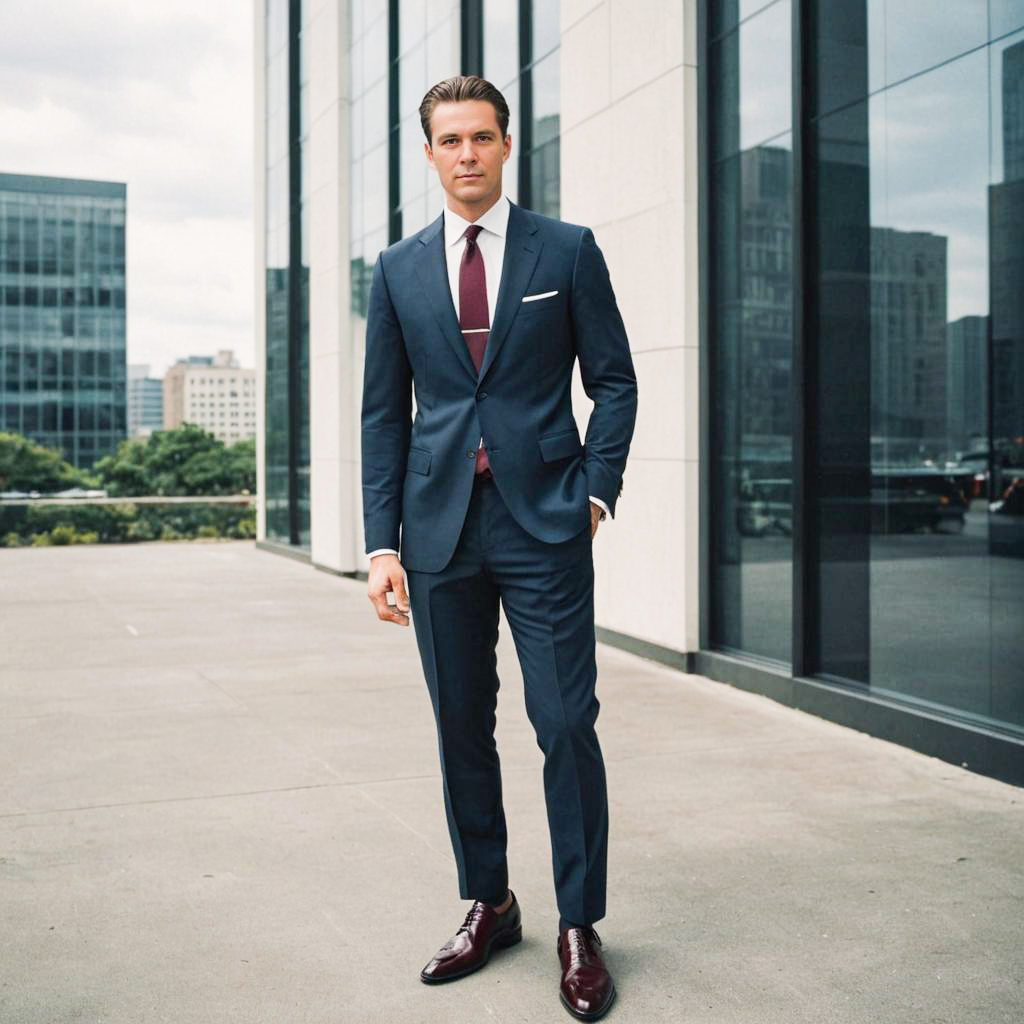 Stylish Man in Tailored Suit in Urban Setting