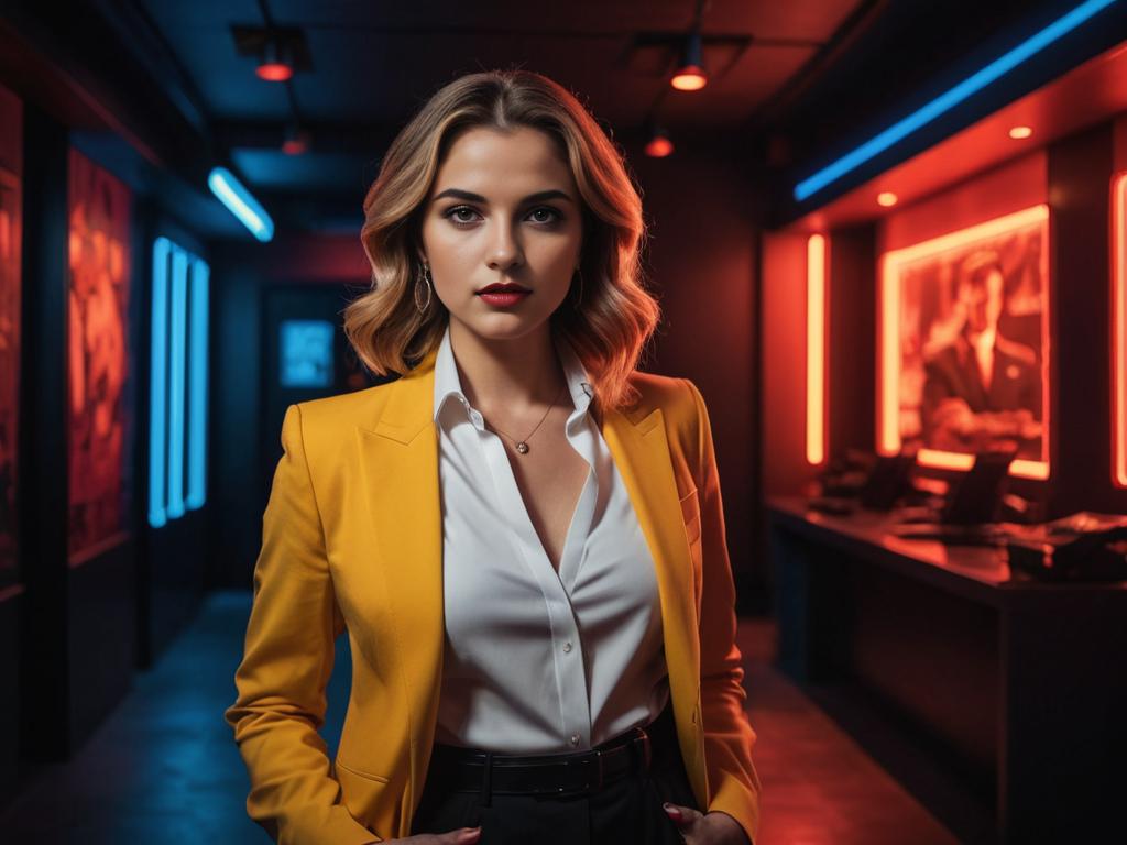 Confident Businesswoman in Cinematic Style