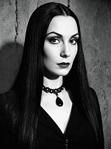 Morticia Addams Costume Woman Photorealistic Headshot