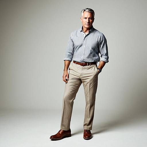 Confident Middle-Aged Man in Casual Business Attire Against Neutral Background