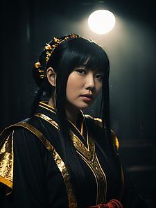 Realistic Photo of Woman in Sexy Kagura Cosplay Costume