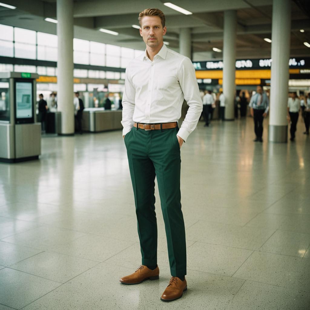 Stylish Man in Airport Terminal