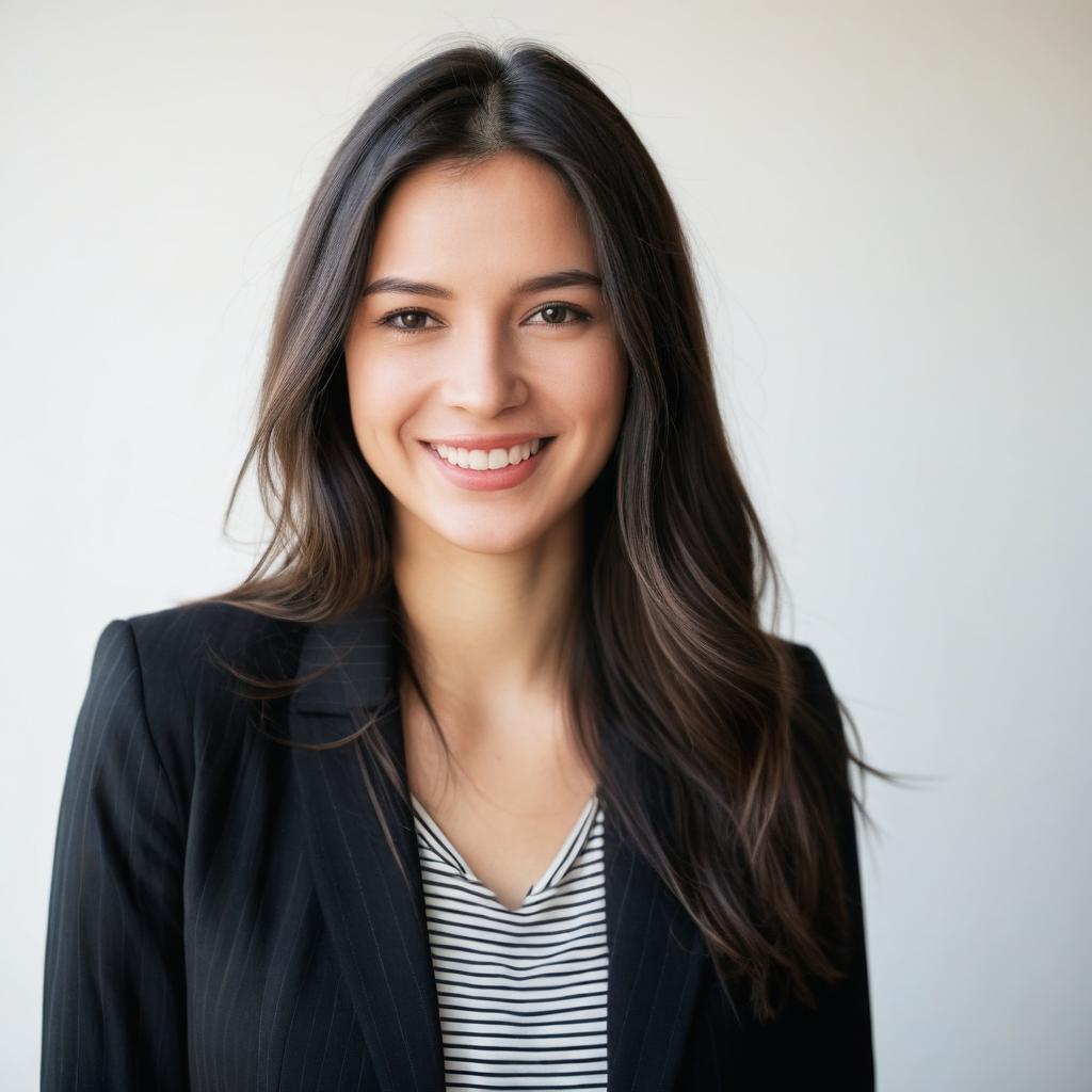 Young Professional Woman Smiling in Black Blazer Portrait
