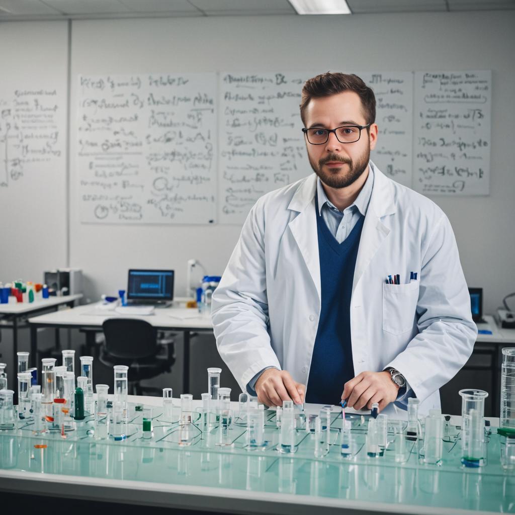 Confident Male Scientist Conducting Experiment in Modern Lab