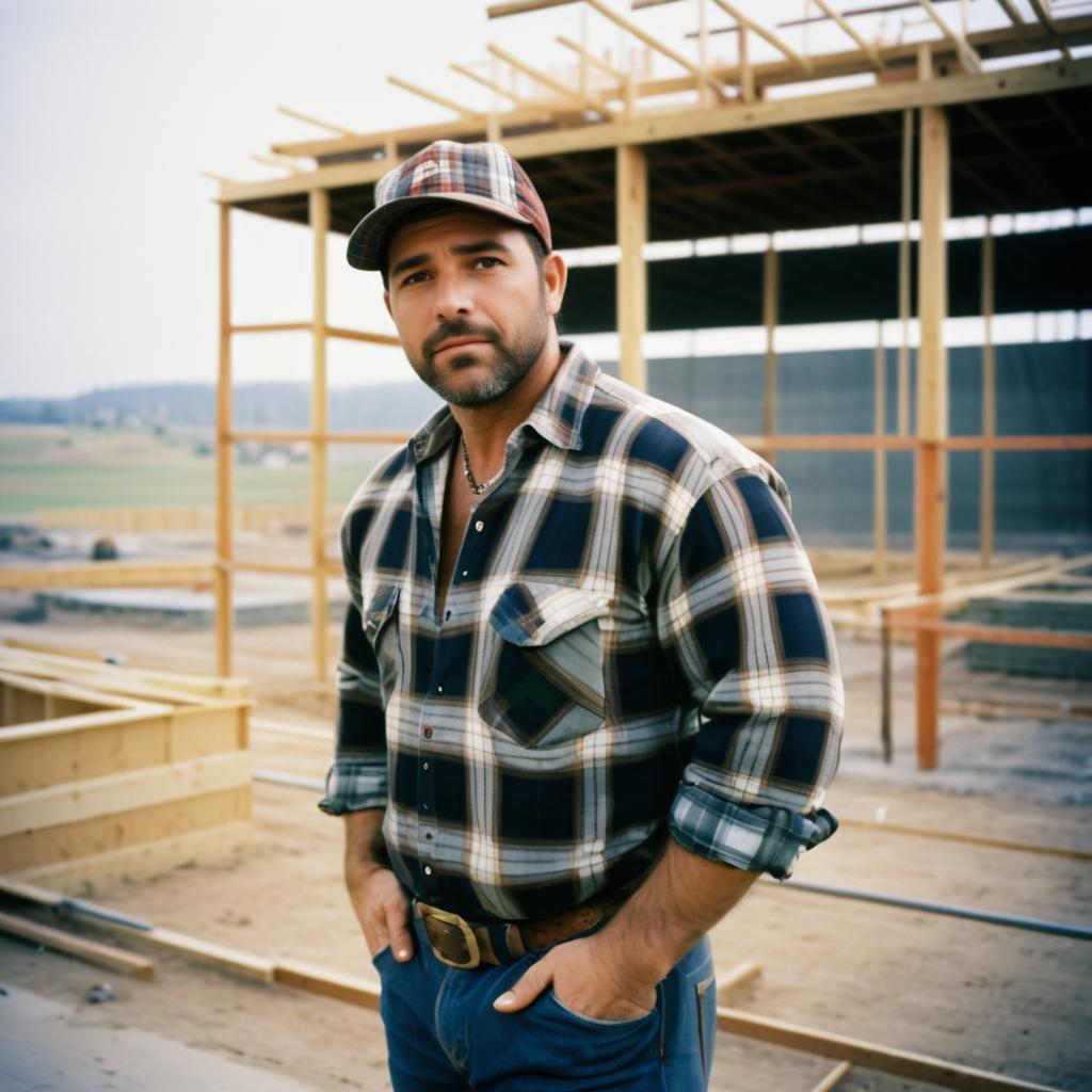 Confident Man at Construction Site