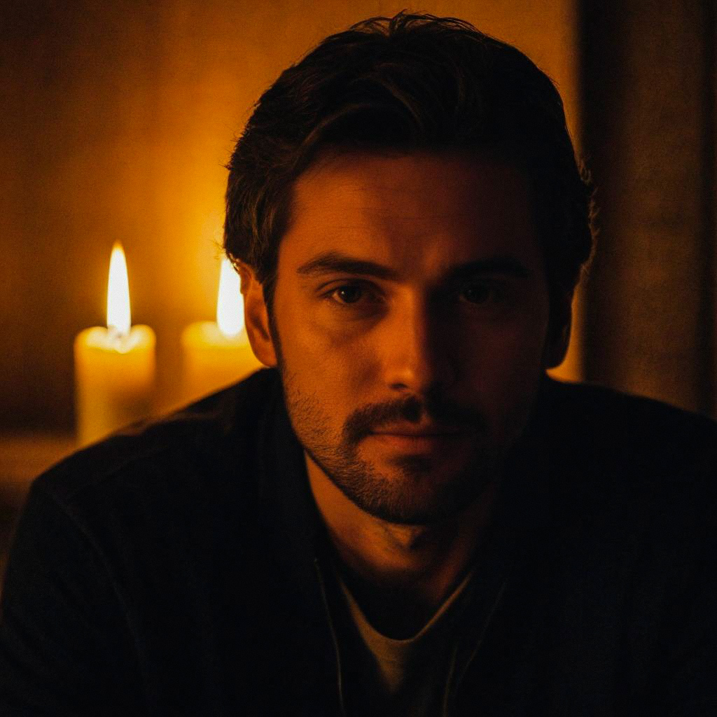 Candlelit Portrait of a Reflective Man