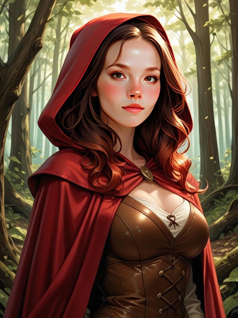 Young Woman in Red Cloak - Fantasy Art