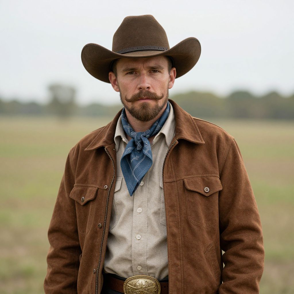 Portrait of a Cowboy in Western Attire Outdoors