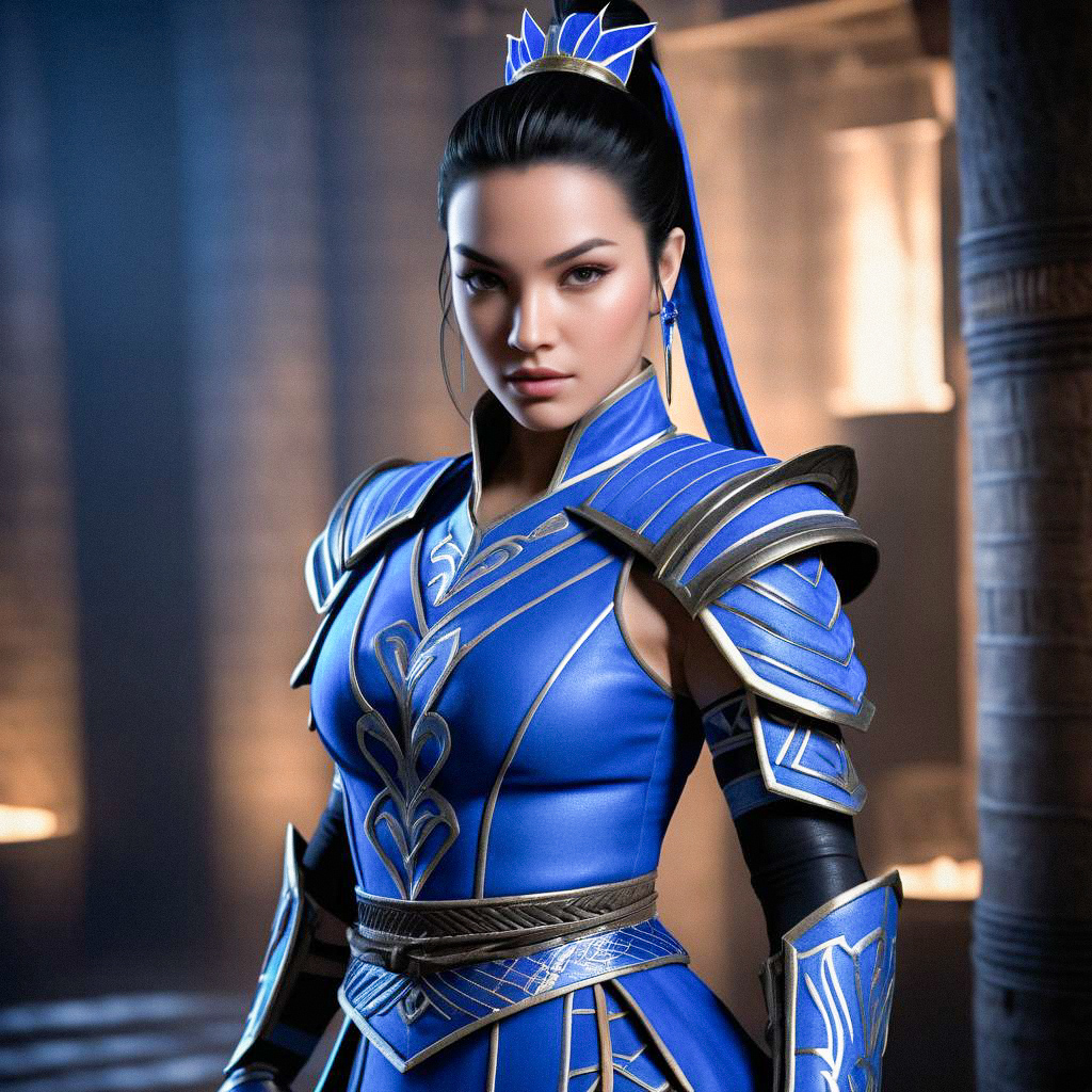 Woman in Kitana Costume from Mortal Kombat