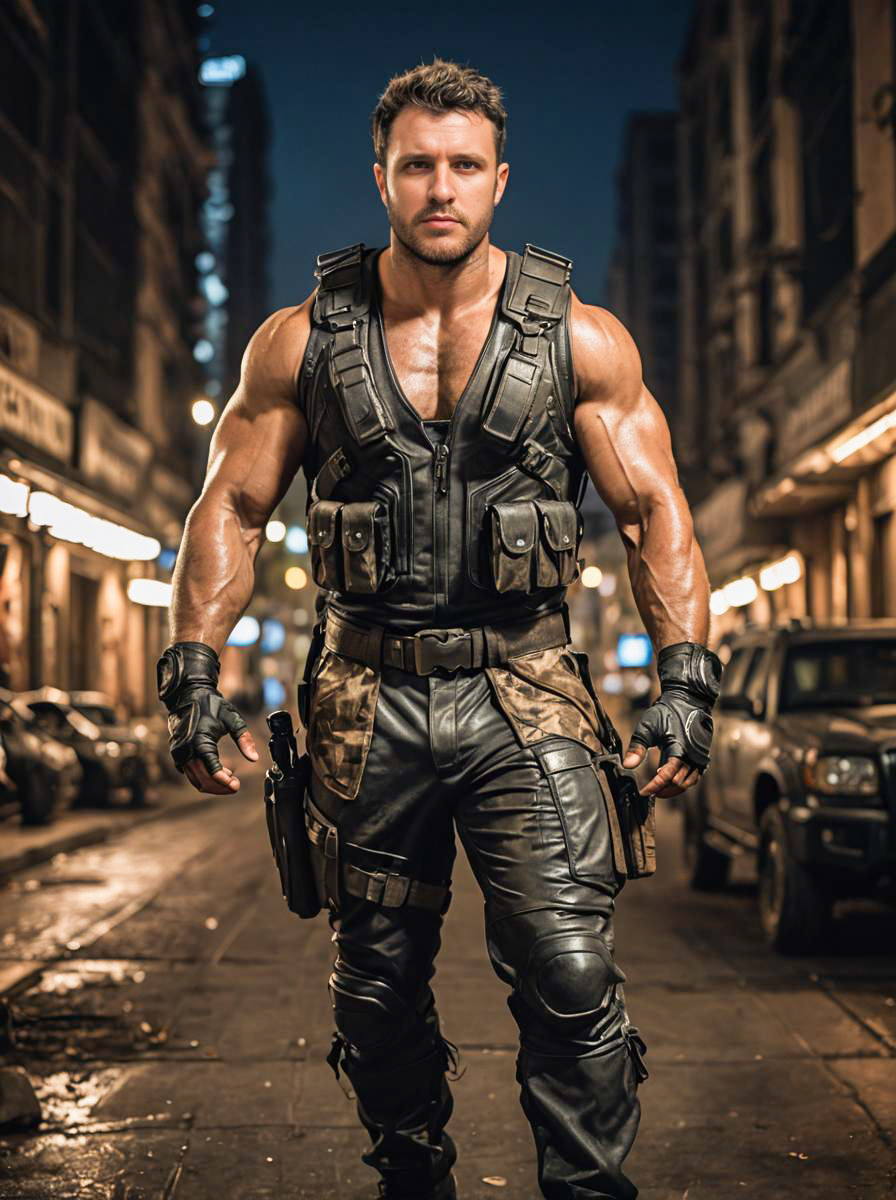 Muscular Man in Bushwacker Costume